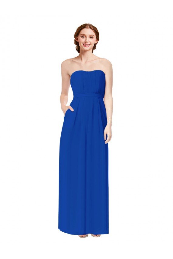 Outlet Strapless Sweetheart Keyhole Back Long Chiffon Bridesmaid Dress