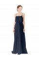 Outlet Spaghetti Straps Open Back Long Chiffon Bridesmaid Dress
