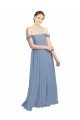Outlet Long Floor Length Chiffon Bridesmaid Dress with Fluttering Off the Shoulder Straps
