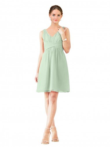 Outlet v-Neckline Short Knee Length Chiffon Cocktail Bridesmaid Dress