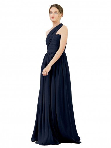 Outlet Draped One Shoulder Strapless Chiffon Bridesmaid Dress