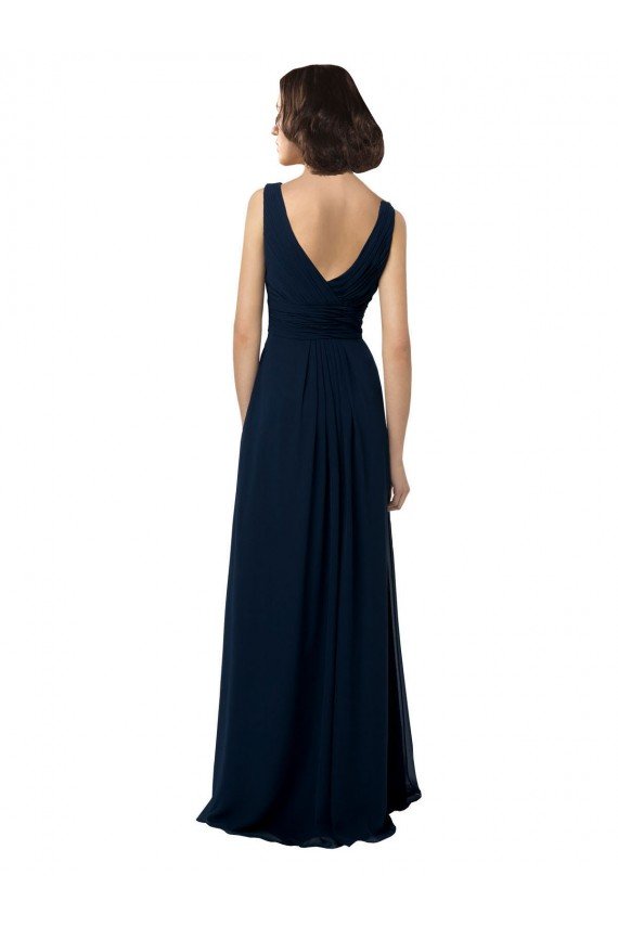 Outlet Chiffon Sleeveless Bridesmaid Dress with V Front and Back
