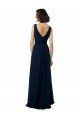 Outlet Chiffon Sleeveless Bridesmaid Dress with V Front and Back
