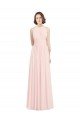 Outlet Sleeveless Chiffon High Neck Bridesmaid Dress with Diagonal Pleats