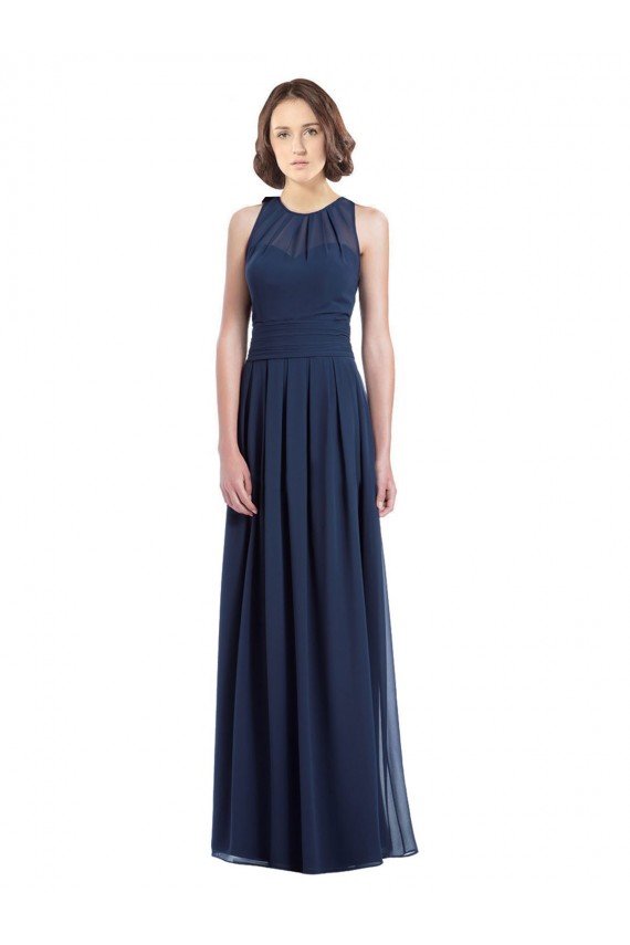 Outlet Chiffon High Neck Sleeveless Bridesmaid Dress with Pleats