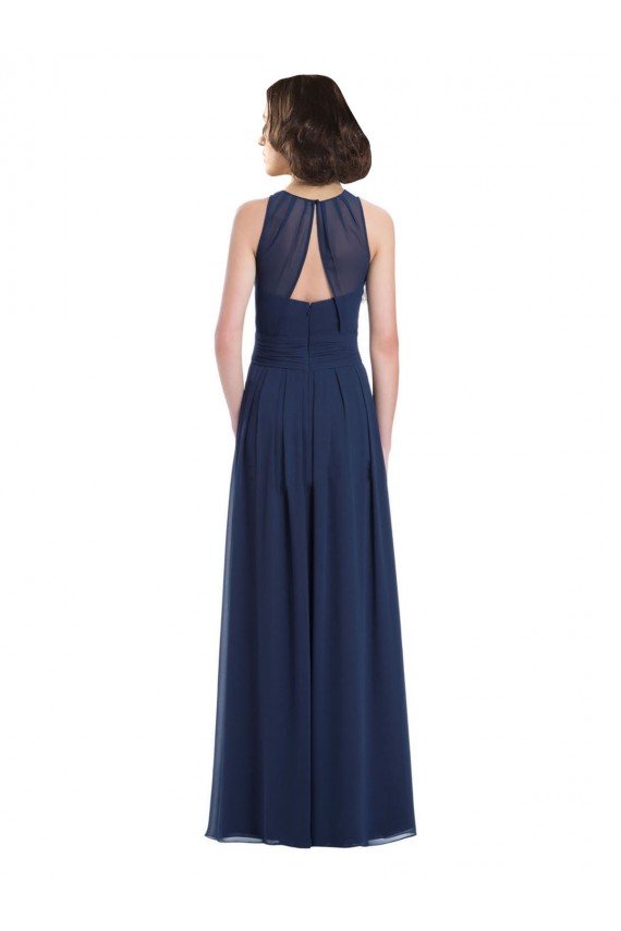 Outlet Chiffon High Neck Sleeveless Bridesmaid Dress with Pleats