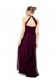 Outlet Keyhole Back Long Chiffon Halter Dress with Halter Straps Cross Neck