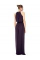 Outlet High Neck Long Chiffon Halter Bridesmaid Dress with Drape Chiffon Overlay