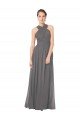 Outlet Long Chiffon Halter Bridesmaid Dress Keyhole Back