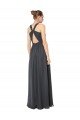Outlet Long Chiffon Halter Bridesmaid Dress Keyhole Back
