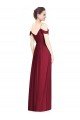Outlet Off the Shoulder Long Chiffon Bridesmaid Dress with Pleated Sleeves