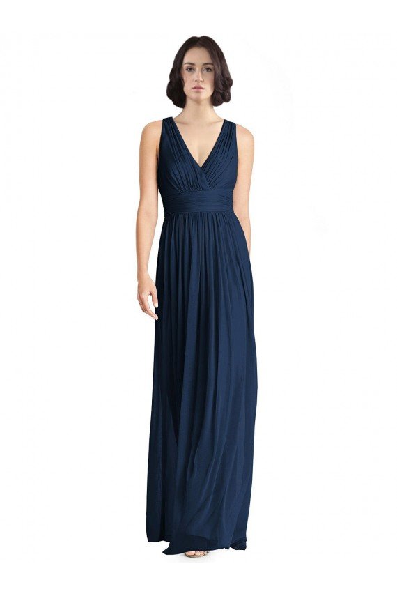Outlet Cut Out Back Long Chiffon V-Neck Bridesmaid Dress