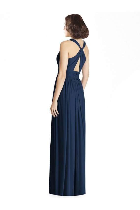 Outlet Cut Out Back Long Chiffon V-Neck Bridesmaid Dress