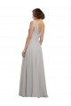 Outlet Twist Shouder Full Chiffon Bridesmaids Dress with V-Neckline and V-Back