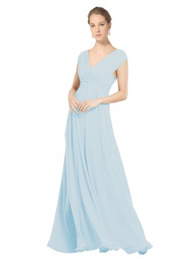 Outlet Chiffon Bridsmaids Dress with V-Neckline and Tie V Back
