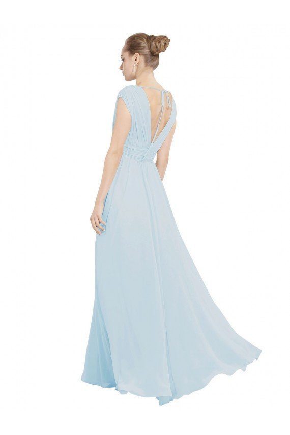 Outlet Chiffon Bridsmaids Dress with V-Neckline and Tie V Back
