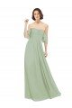 Outlet Boho Chic Chiffon Bridesmaids Dress with Off the Shoulder Neckline