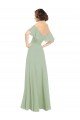 Outlet Boho Chic Chiffon Bridesmaids Dress with Off the Shoulder Neckline