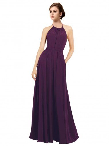 Outlet Elegant Chiffon Bridesmaids Dress with Softly Draped Bodice