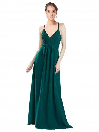 Outlet Sexy Chiffon Bridesmaid Dress with Deep V-Neckline