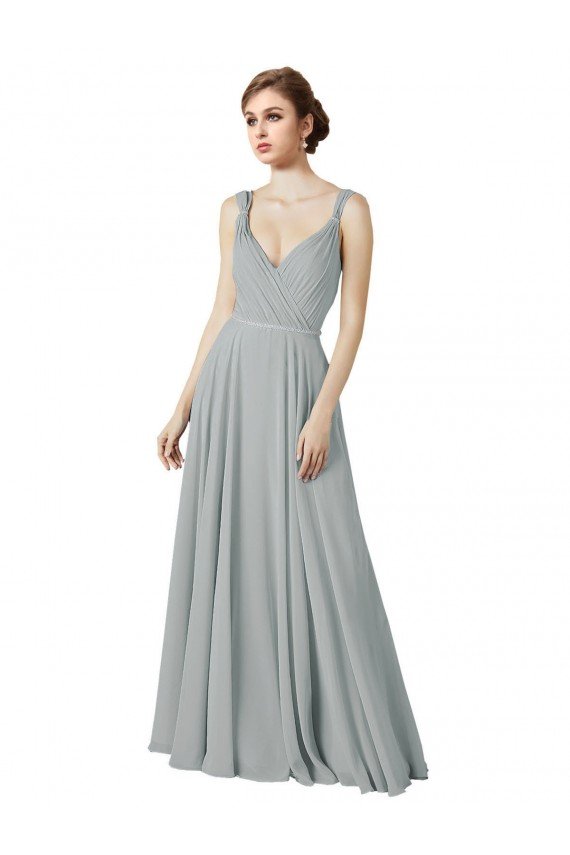 Outlet Figure Flattering Chiffon Bridesmaid Dress with Beaded Detail