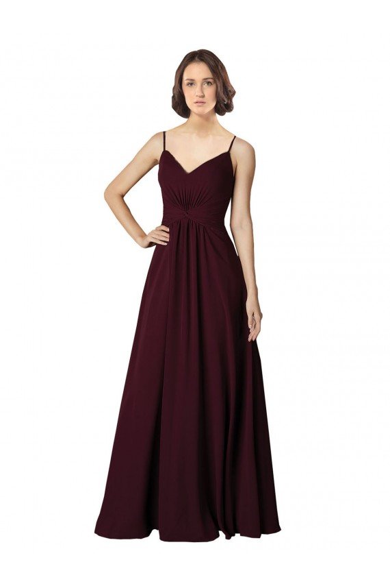 Outlet V-Neck Chiffon Bridesmaid Dress with Twist Front Bodice