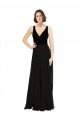 Outlet Stretch Velvet and Chiffon Bridesmaids Dress with V-Neckline
