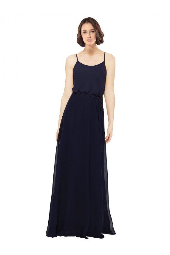 Outlet Chiffon Bridesmaids Dress with Scoop Neckline