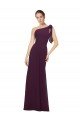 Outlet One Shoulder Chiffon Bridesmaids Dress with Shoulder Bow