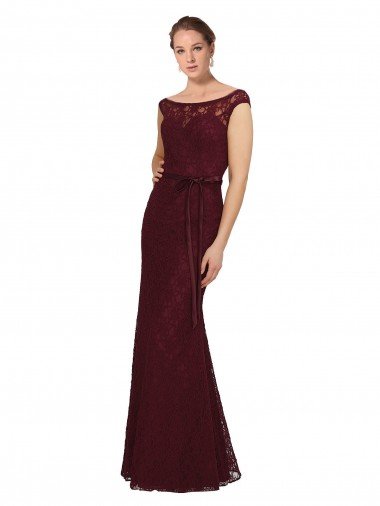 Outlet Lace Bridesmaids Dress with Matching Satin Tie Sash