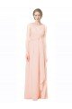 Outlet Full Length Chiffon Bridesmaid Dress with V-Front and Back