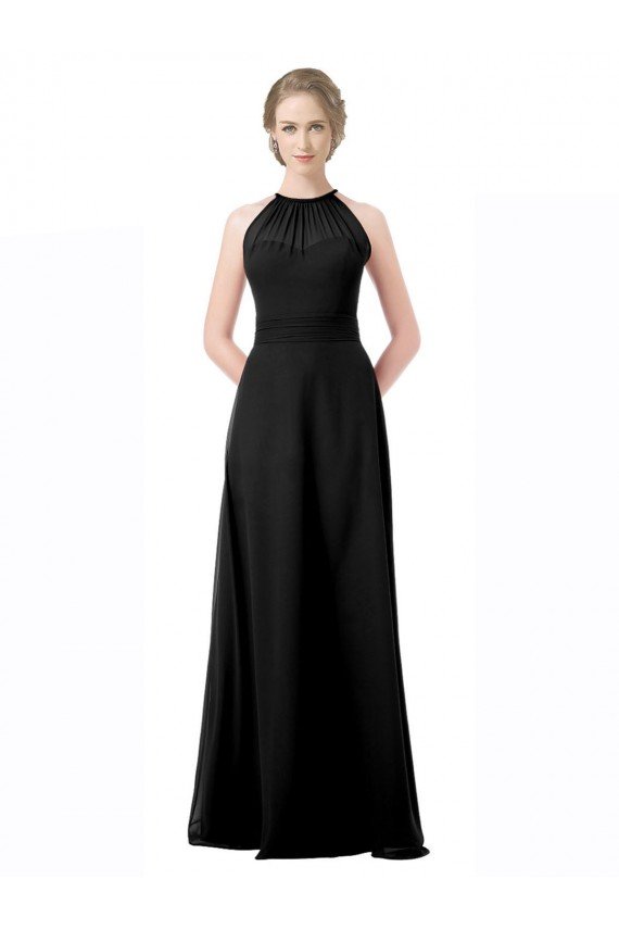 Outlet Full Length Chiffon Sweetheart Bridesmaid Dress with An Illlusion Overlay