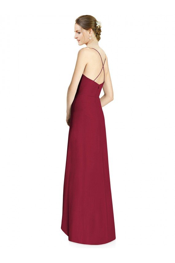 Outlet Draped V-Neck High Low Chiffon Bridesmaid Dress