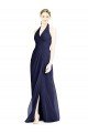 Outlet V-Neck Halter Chiffon Bridesmaid Dress with Side Front Slit