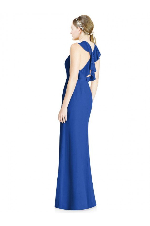 Outlet Criss Cross Low Back Halter Chiffon Bridesmaid Dress