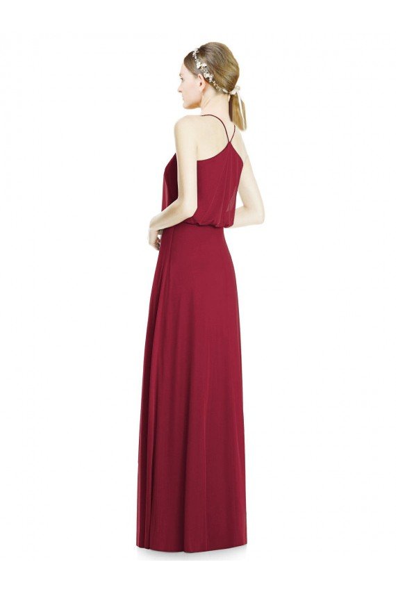Outlet Full Length V-Neck A-Line Chiffon Boho Bridesmaid Dress