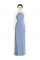 Outlet Halter Neck Tie Back Long Chiffon Bridesmaid Dress