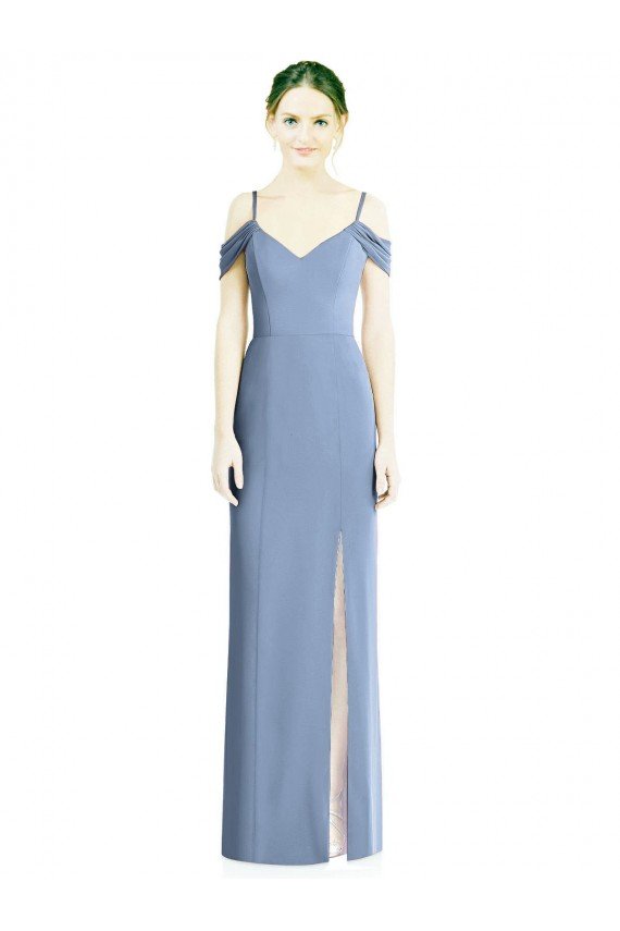 Outlet Draped Cold Shoulder Sweetheart Long Chiffon Formal Bridesmaid Dress