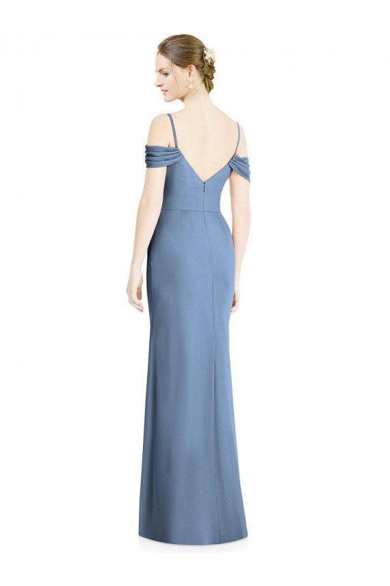 Outlet Draped Cold Shoulder Sweetheart Long Chiffon Formal Bridesmaid Dress