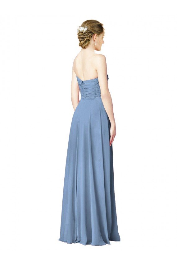 Outlet Draped Strapless Sweetheart Full Length Chiffon Bridesmaid Dress