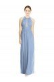 Outlet Open Back Long Chiffon Halter Bridesmaid Dress