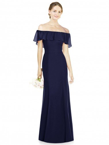 Outlet Off the Shoulder Full-Length Trumpet Chiffon Bridesmaid Dress