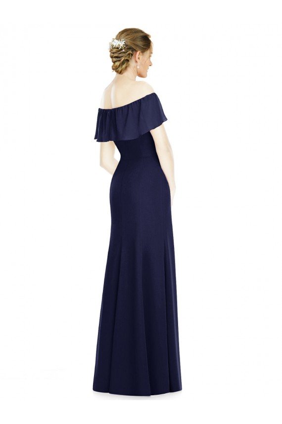 Outlet Off the Shoulder Full-Length Trumpet Chiffon Bridesmaid Dress