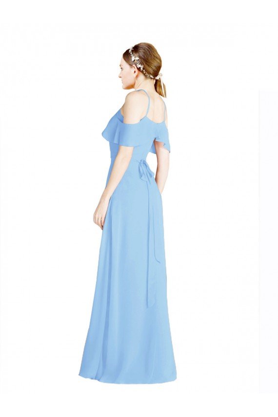 Outlet Halter Frill Cold Shoulder A-Line Chiffon Bridesmaid Dress