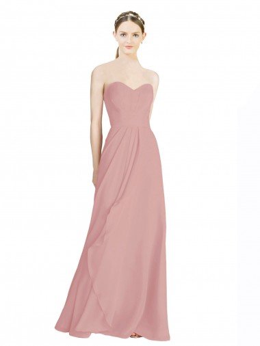 Outlet Daped A-Line Chiffon Bridesmaid Dress with Pleated Sweetheart Bodice