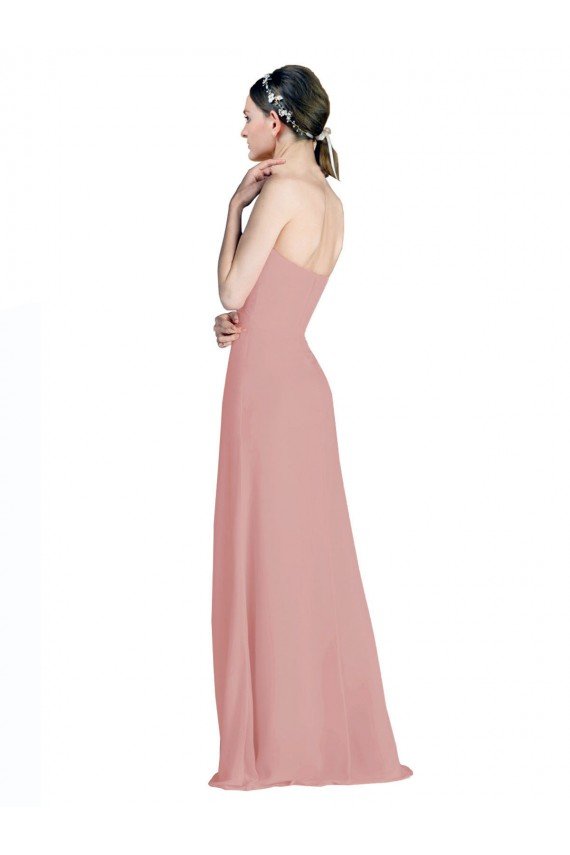 Outlet Daped A-Line Chiffon Bridesmaid Dress with Pleated Sweetheart Bodice