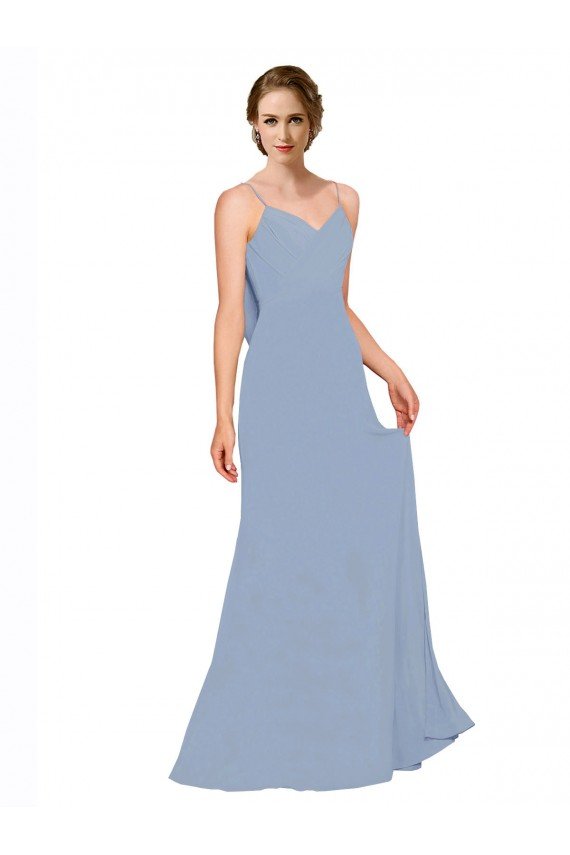 Outlet Cowl Back Long Chiffon Slip Bridesmaid Dress with Straps