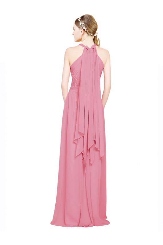 Outlet Halter Neck Keyhole A-Line Chiffon Bridesmaid Dress