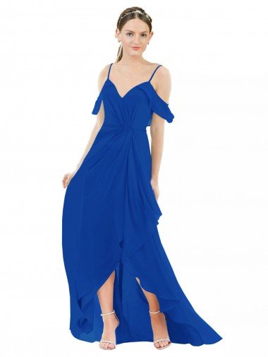 Outlet High Low Boho Bridesmaid Dress with Cold Shoulder Sleeves