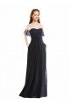 Outlet Boho Bridesmaid Dress with Beaded Embroidered Bodice and Flutter Cap Sleeves